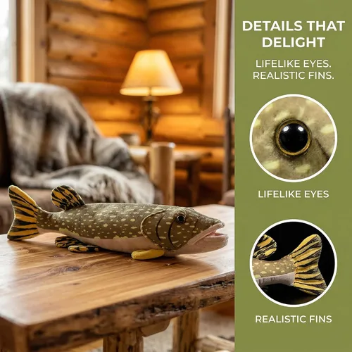Miniatura 3 de Simulation Northern Pike - Juguete de peluche de 18.5 pulgadas de profundidad realista de animales del océano de Pike, muñecos de peluche súper