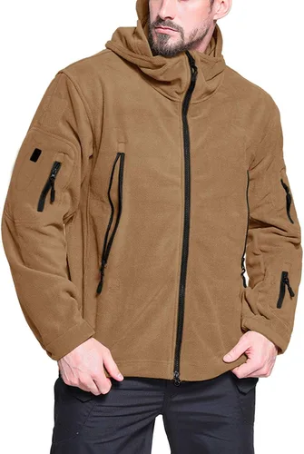 Miniatura 2 de BIYLACLESEN Chaquetas tácticas de forro polar Softshell para hombre con cremallera completa