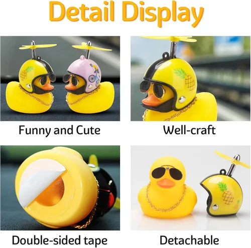 Miniatura 2 de wonuu Decoración de pato de goma para automóvil, lindo pato amarillo con hélice (piña-Y)