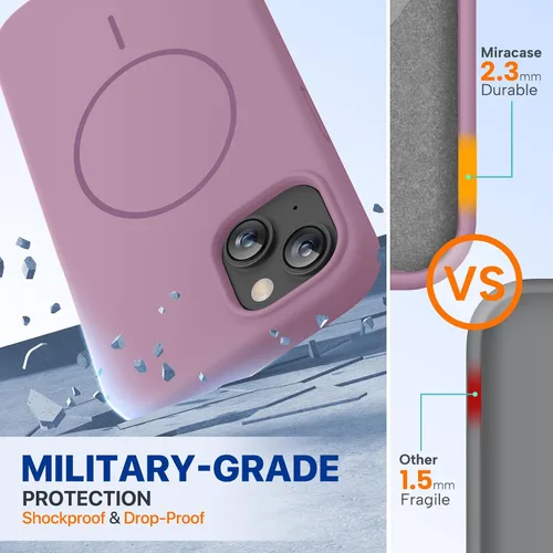 Miniatura 2 de Miracase Funda diseñada para iPhone 13, con protector de pantalla de vidrio templado, forro de microfibra suave antiarañazos, funda de goma