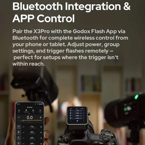 Miniatura 6 de Godox X3 Pro C X3Pro C Pantalla táctil TTL Flash Trigger para Canon, 2.4G inalámbrico, pantalla LCD de 2.4 pulgadas, integración Bluetooth y control