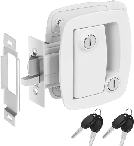 Miniatura 10 de WELLUCK Cerradura de puerta de entrada para autocaravana con cerrojo de paleta, manija de pestillo de puerta de cámper 100% metal, kit de repuesto