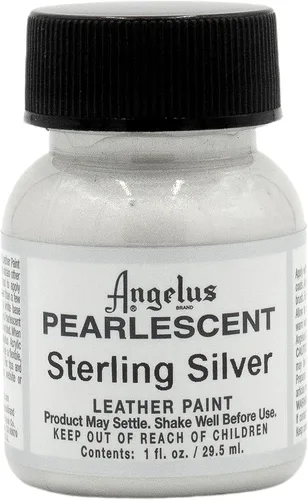 Angelus Pintura de cuero nacarado, plata de ley, 1 onza para personalizar zapatos, botas, chaquetas, camisas, zapatillas de deporte y más, fabricada
