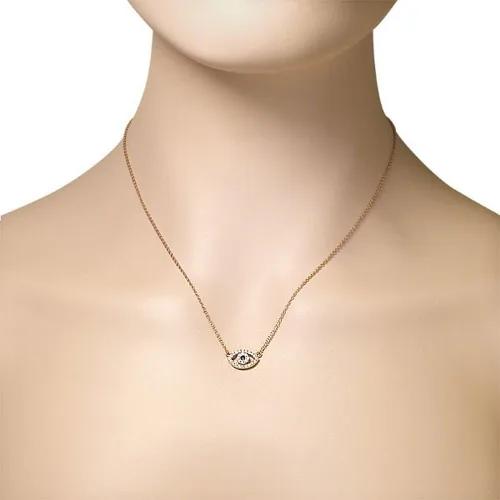 Miniatura 12 de Collar con colgante CZ mal de ojo azul blanco de plata de ley 925