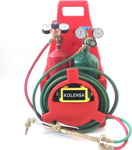 Miniatura 4 de Medidores de gas de soldadura duales, oxígeno (CGA-540) acetileno (CGA-200) Combo de reguladores (2 unidades), kit completo de latón para tanques