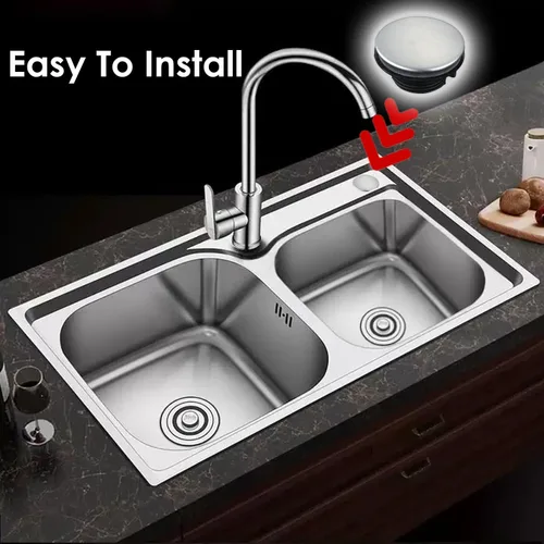 Miniatura 6 de 2 piezas de acero inoxidable para grifo de cocina, cubierta para orificio del grifo, acero inoxidable cepillado (1.22 a 1.57 pulgadas de diámetro)