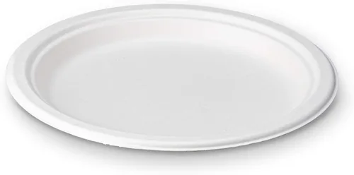 Miniatura 7 de Plato llano redondo desechable de bagazo blanco de 9 pulgadas, 100% fibras de caña de azúcar naturales compostables, resistente, a prueba de fugas