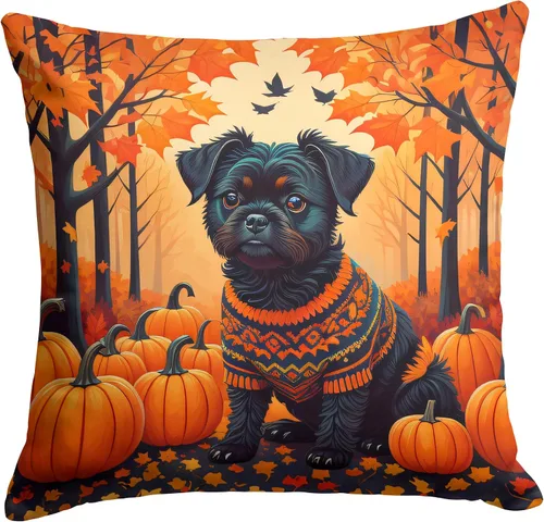 Caroline's Treasures DAC1001PW1414 Affenpinscher - Almohada decorativa de tela otoñal, lavable a máquina, almohada decorativa para interiores y