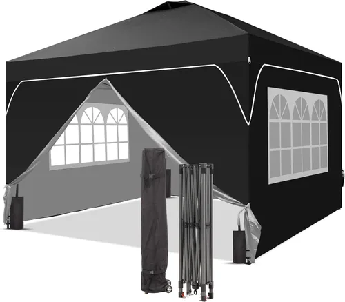 Miniatura 36 de GDY Tienda de campaña desplegable de 10 x 10 pies, gazebo para exteriores con 4 bolsas de arena, toldo fácil de instalar con 3 alturas ajustables
