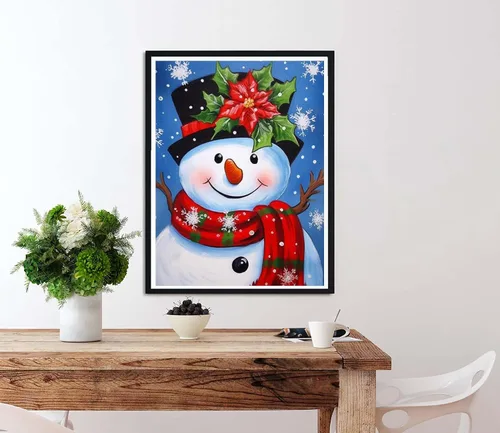 Miniatura 2 de Diymood Pintura por números para adultos, Navidad, pintura al óleo de muñeco de nieve, kits de pintura acrílica por números para niños, adultos