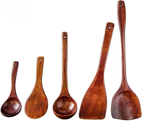 Juego de utensilios de cocina, 5 unids/set de cuchara de arroz, pala, kit de herramientas de cocina, espátula, cuchara, utensilios de cocina, mango