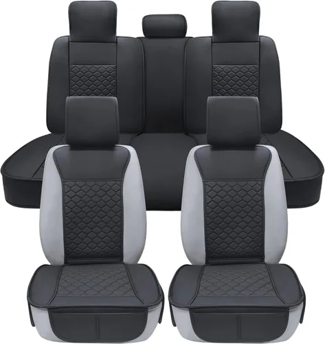 Miniatura 16 de Elantrip - 2 fundas para el asiento delantero del automóvil, protector de cuero para el asiento del automóvil, protector acolchado, antideslizante e