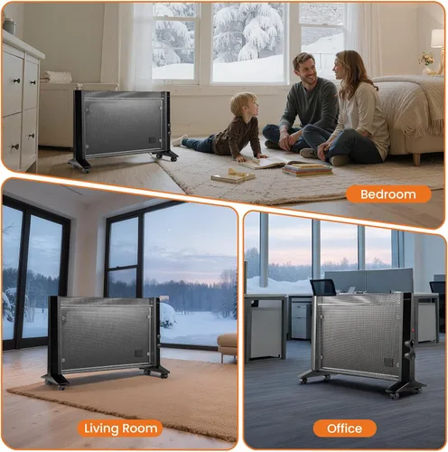 Miniatura 7 de Calentador de espacio para uso en interiores, habitación grande, calentador eléctrico infrarrojo de 1500 W para dormitorio, oficina, protección