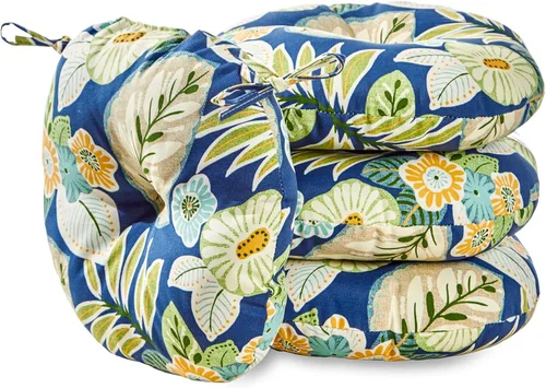 Miniatura 23 de Greendale Home Fashions Cojín redondo para asiento bistro de 15 pulgadas, 2 unidades (paquete de 1), Adobe Stripe