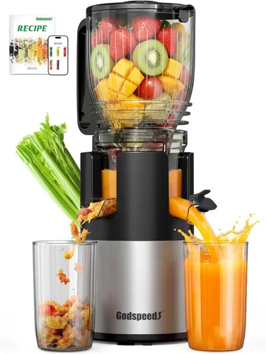 Máquinas Exprimidoras Godspeeds, Conducto de Alimentación Grande de 5.8", Exprimidor Lento de Masticación Prensado en Frío para Frutas y Verduras