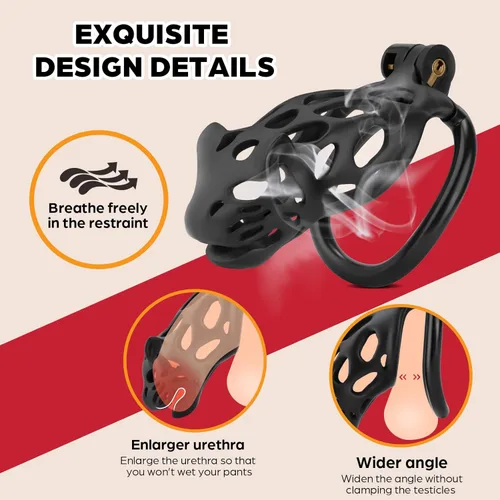 Miniatura 3 de Jaula de castidad, dispositivo de castidad masculina invisible ligero con 3 anillos activos, jaula grande para pene impresa en 3D, juguetes sexuales