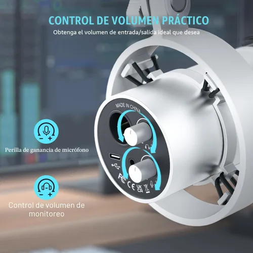 Miniatura 4 de FIFINE - Micrófono dinámico con brazo articulado, micrófono vocal de estudio XLR, kit de micrófono USB para PC con botón de silencio, perilla