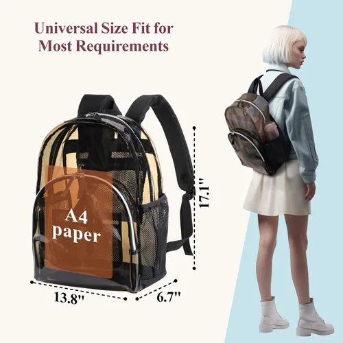 Miniatura 7 de PACKISM Mochila transparente resistente, para estudiantes, escuela