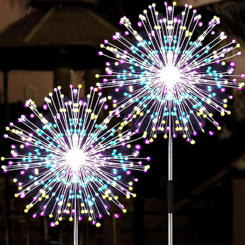 Miniatura 8 de JJGoo - Farolas solares con efecto de fuego, juego de 2, 135 LEDs, 2 modos de iluminación, luces solares para jardín al aire libre, impermeables