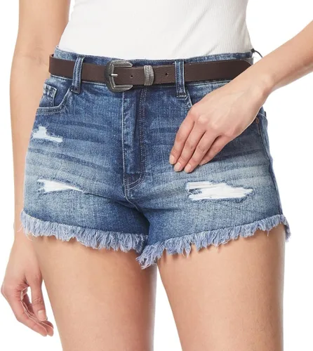 WallFlower Fearless - Pantalones cortos de mezclilla con curvas para mujer, tiro alto, cinturón Insta Vintage Juniors