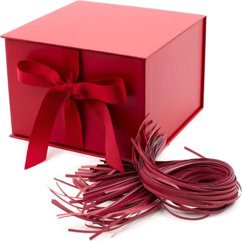 Miniatura 8 de Hallmark Caja de regalo mediana con tapa y relleno de papel triturado (caja gris de 7 pulgadas) para bodas, graduaciones, cumpleaños, día del padre