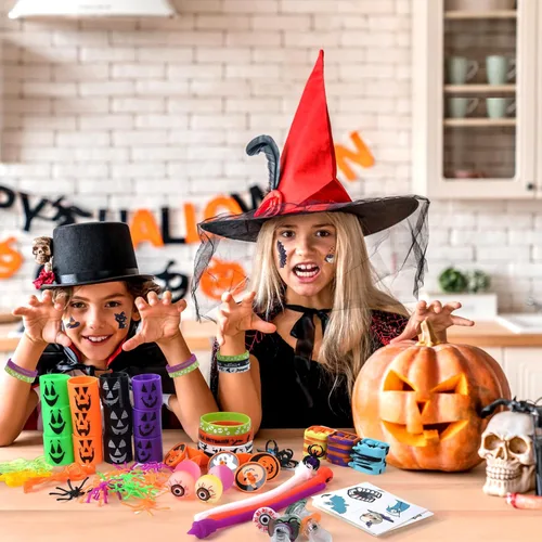 Miniatura 7 de Recuerdos de fiesta de Halloween para niños, 206 golosinas de Halloween sin dulces, juguetes surtidos de trucos o tratos, premios de aula, regalos