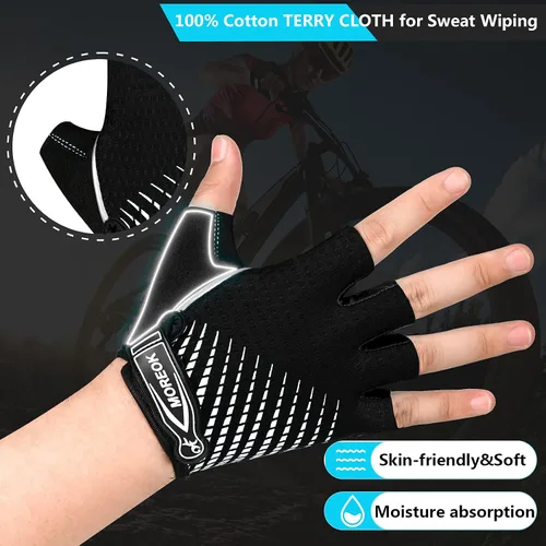 Miniatura 4 de BIKINGMOREOK Guantes de ciclismo para hombres y mujeres, guantes de bicicleta transpirables, almohadillas de gel de 0.197in, guantes de bicicleta