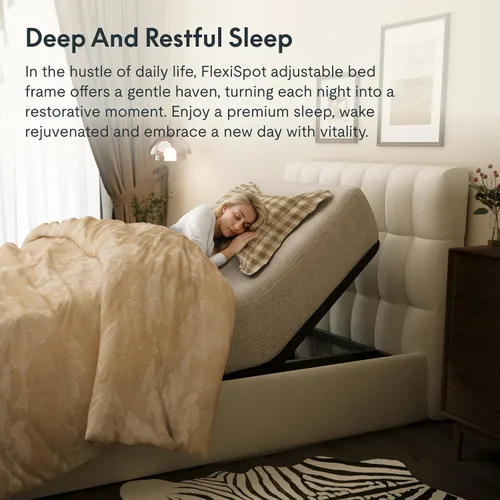 Miniatura 9 de FLEXISPOT Base de cama ajustable Twin XL–Gravedad cero y masaje relajante, posiciones de memoria, motor ultra silencioso, montaje rápido, patas
