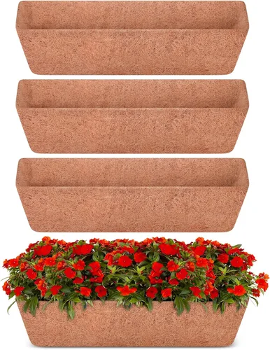 Miniatura 10 de Halatool Paquete de 2 forros de caja de ventana de 24 pulgadas, forro de repuesto de fibra de coco preformada, forros de fibra de coco natural