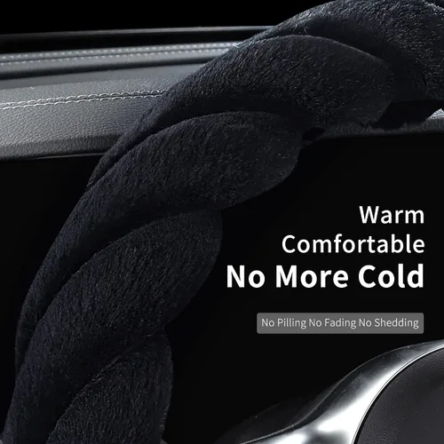 Miniatura 4 de HighnessHwoo Funda para volante de coche de felpa suave y lujosa de invierno para mujeres, accesorios automotrices cálidos y lindos para vehículos