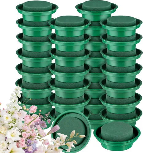 Miniatura 9 de Hahood Paquete de 8 rondas de espuma floral verde en cuencos, kit de arreglo floral para flores frescas y artificiales, 4.7 pulgadas de diámetro