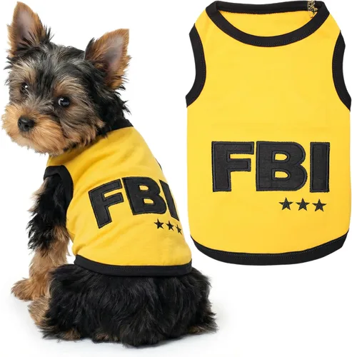Miniatura 23 de Camiseta para Perro Parisian Pet - Camiseta Bordada FBI - 100% Algodón, Ropa Transpirable para Perros - Chaleco para Mascotas Sin Mangas - Camisas