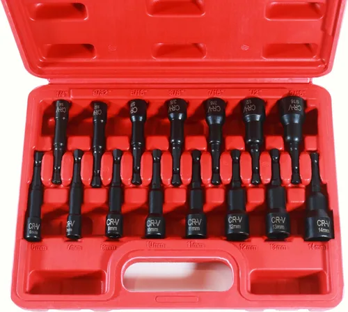 Miniatura 4 de Juego de 15 destornilladores de tuercas magnéticas, kit maestro de brocas hexagonales de potencia de impacto, SAE y métrico, cambio rápido de 1/4