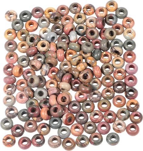 Miniatura 25 de TUMBEELLUWA Cuentas de piedras preciosas naturales para hacer joyas, cuentas redondas con orificio grande sueltas, paquete de 15, jade amarillo