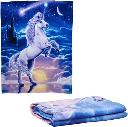 Dawhud Direct Manta Decorativa de Unicornio - 50x60 Pulgadas Manta de Vellón de Unicornio Suave y Felpa para Niñas y Niños - Acogedora Manta I Reino