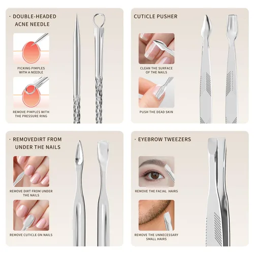 Miniatura 6 de ZIZZON Kit profesional de cuidado de uñas conjunto de manicura y arreglo personal con estuche de viaje (oro rosa)