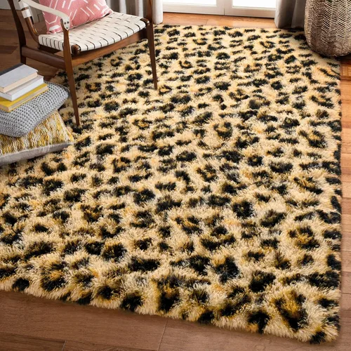 Miniatura 18 de Amearea Soft Small Leopard Rugs for Bedroom, 2x4 Feet Fluffy Black and White Runner Rugs, Comfy Cheetah Print Throw Rug Faux Fur Animal Print Rug