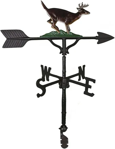 Montague Metal Products Veleta de aluminio Buck, incluye soporte de techo, decoración de ciervos, cabina, decoración al aire libre, duradera y hecha