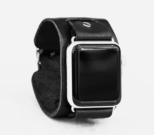 Miniatura 5 de Correa ancha de cuero compatible con Apple Watch de 1.496 in 1.575 in 1.614 in 1.654 in 1.732 in 1.772 in 1.811 in 1.929 in, hecho a mano UA 1240