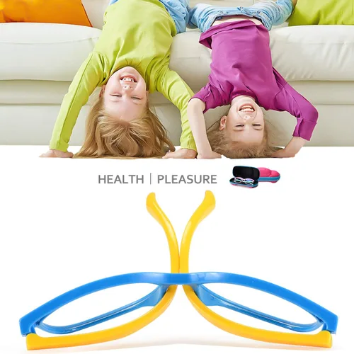Miniatura 6 de Gafas de luz azul para niños y niñas con bonita funda de automóvil, protección UV400, antirayos azules, edades de 3 a 12 años Caso amarillo azul