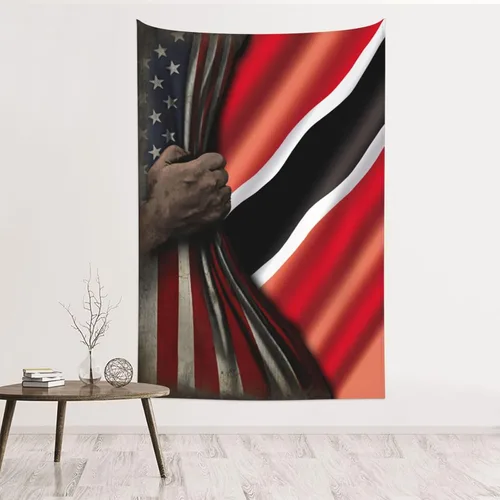 Miniatura 13 de Tapiz de mitad de bandera estadounidense y bandera de Jamaica de 60 x 40 pulgadas, divertido tapiz estético, arte de pared para dormitorio, sala