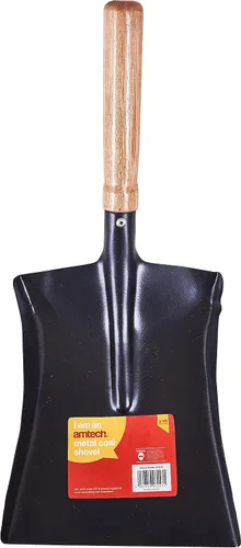 Miniatura 2 de Amtech U1310 - Pala de mano de metal con mango de madera para recoger carbón y cenizas