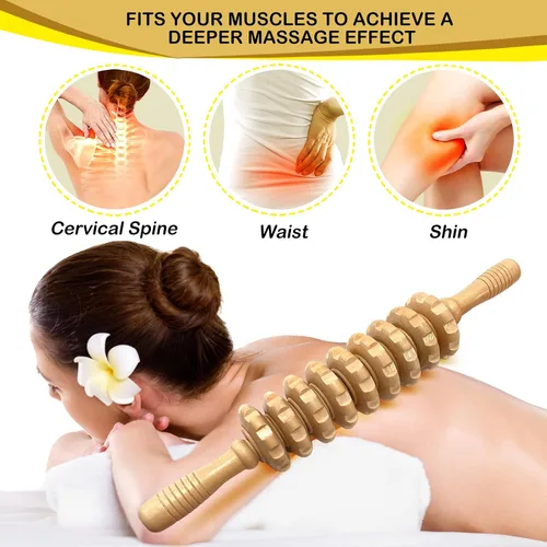 Miniatura 3 de Masajeador manual de madera con rodillo de mano, masajeador de punto de gatillo para fascia, celulitis, músculos y abdomen, masajeador de terapia