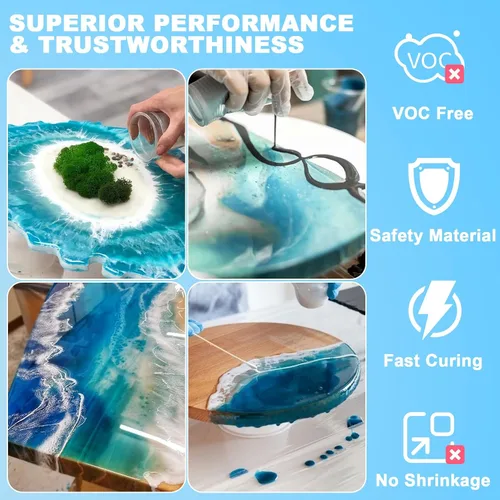 Miniatura 4 de Resina epoxi – Kit de resina de 32 onzas, kit de resina epoxi transparente, sin amarillamiento y sin burbujas para arte, manualidades, joyería