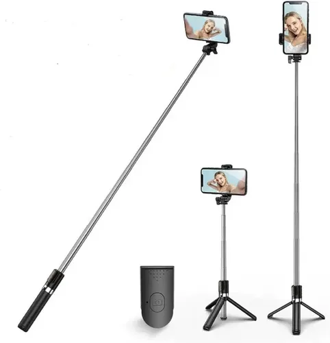Trípode de teléfono de 67 pulgadas y selfie stick trípode de viaje para selfies de iPhone, con soporte para teléfono, rotación de 360°, palo selfie