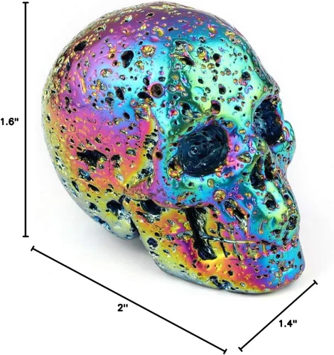 Miniatura 8 de Skullis Calavera de cristal de piedra de lava caliente de 2.0 pulgadas, escultura de arte fino de piedra preciosa tallada a mano, estatua de piedra