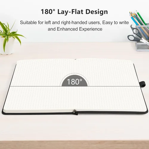 Miniatura 6 de RETTACY Cuaderno de diario punteado, paquete de 2, 160 páginas numeradas por paquete, tamaño mediano A5 (5.7 x 8.3 pulgadas), papel grueso de 120