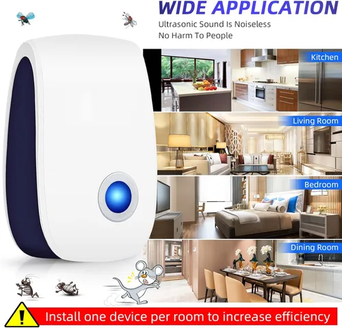 Miniatura 2 de Repelente de plagas con enchufe ultrasónico, disuasorio electrónico para ratones que funcionan, repelente de ratones para interiores, enchufe