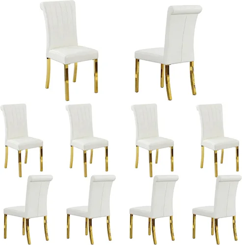 Miniatura 21 de Asday Juego de 2 sillas de comedor negras y plateadas, modernas sillas de comedor tapizadas de piel sintética con respaldo alto y patas cromadas