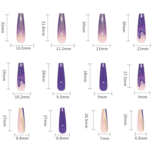 Miniatura 3 de Uñas postizas a presión de longitud cuadrada larga, cobertura completa, reutilizables, uñas postizas de bailarina, uñas adhesivas con diseños